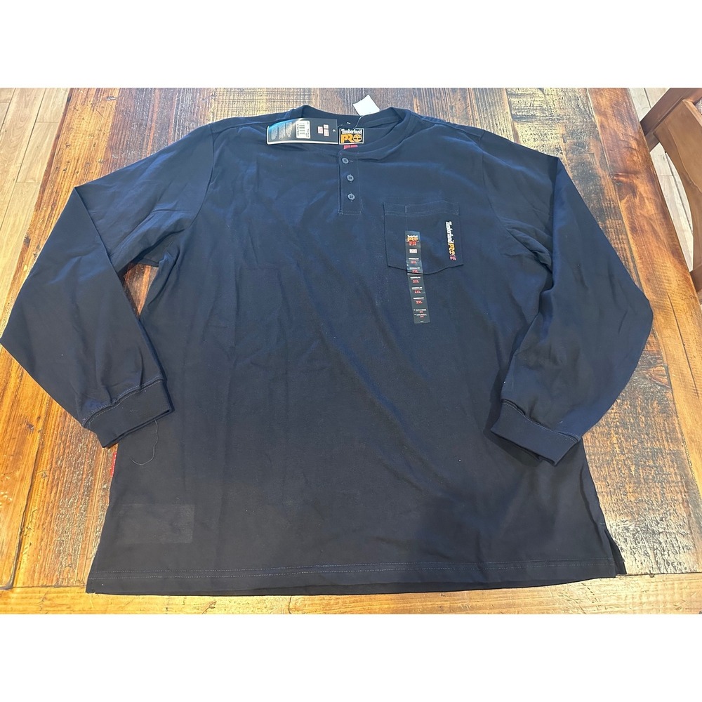 Timberland PRO Mens FR Long Sleeve Henley Navy Blue Work Shirt XXL TB1A23P4410